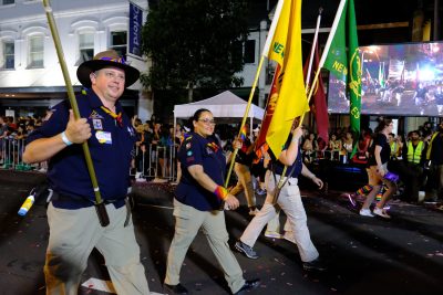 Scouts marching for Mardi Gras